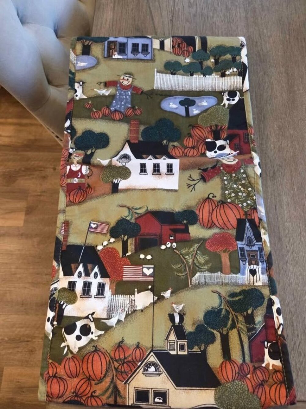Primitive fall quilted table runner approximately 65"